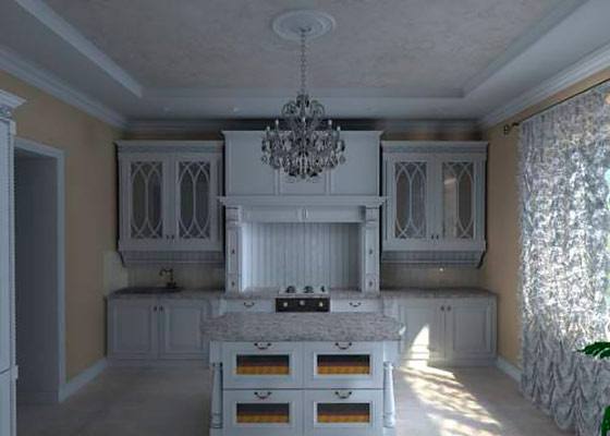 Кухня в стиле неоклассика  солидный дизайн для солидной дачи - фото